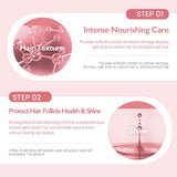 The steps of how d'Alba Professional Reparing Hair Perfume Serum benefits hair